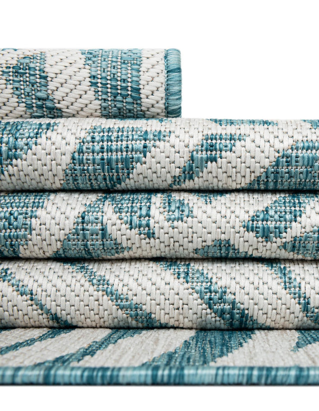 Light Aqua 10' x 13' 1 Outdoor Botanical Rectangle Area Rug Weather Resistant for Patio, Deck, Terrace, Balcony, Porch Polypropylene Garden Floral Tropical Carpet for Sale at Rug Engine