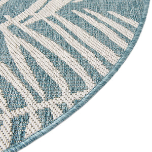 Light Aqua 10' 8 x 10' 8 Outdoor Botanical Round Area Rug Weather Resistant for Patio, Deck, Terrace, Balcony, Porch Polypropylene Garden Floral Tropical Carpet for Sale at Rug Engine