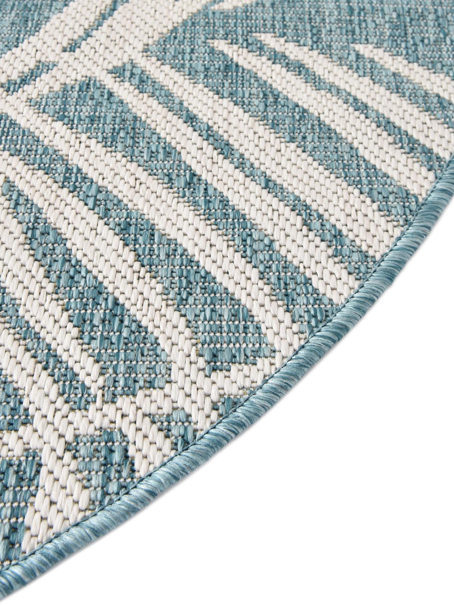 Light Aqua 6' 1 x 6' 1 Outdoor Botanical Round Area Rug Weather Resistant for Patio, Deck, Terrace, Balcony, Porch Polypropylene Garden Floral Tropical Carpet for Sale at Rug Engine