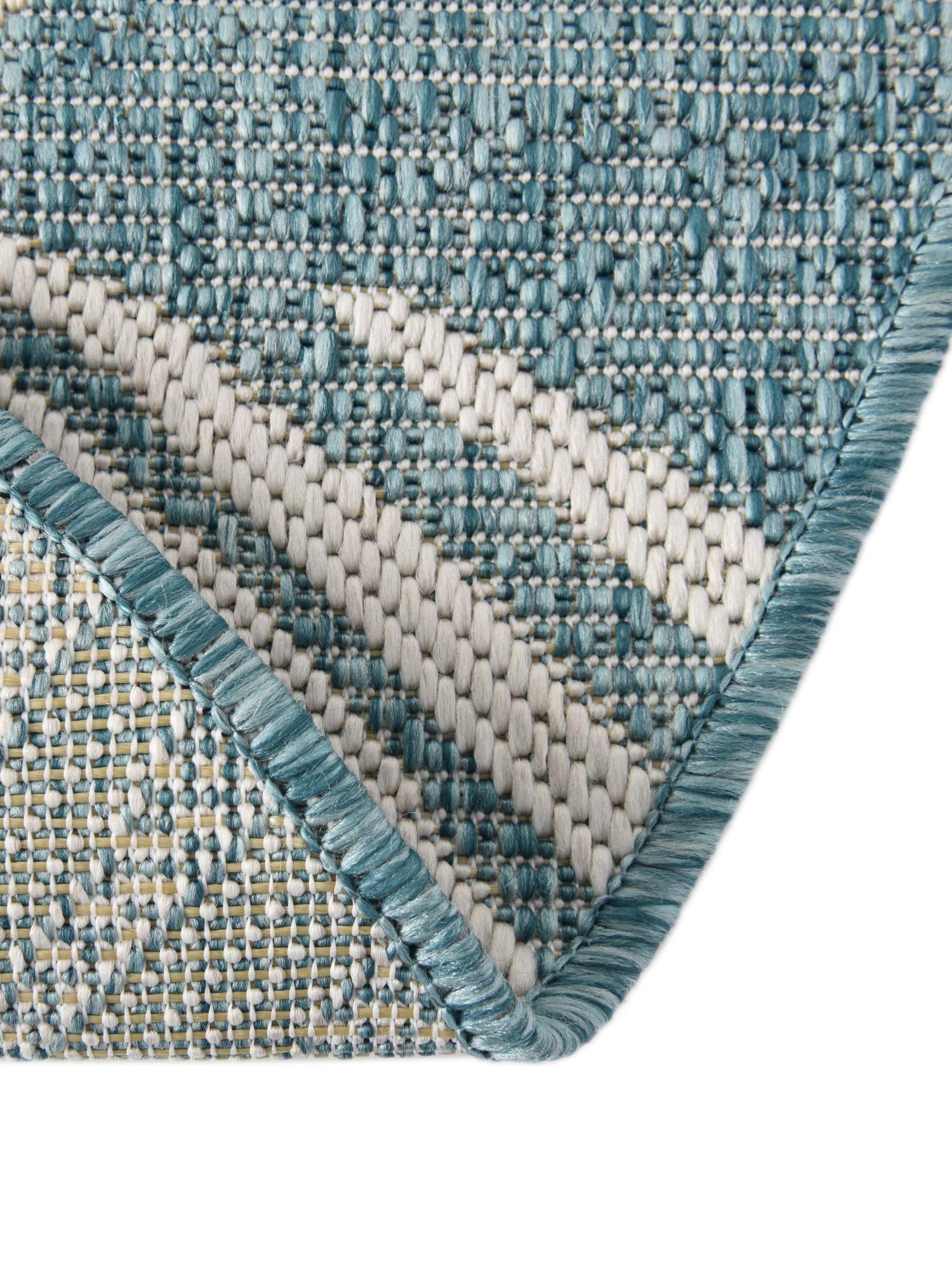 Light Aqua 12' x 12' Outdoor Botanical Round Area Rug Weather Resistant for Patio, Deck, Terrace, Balcony, Porch Polypropylene Garden Floral Tropical Carpet for Sale at Rug Engine