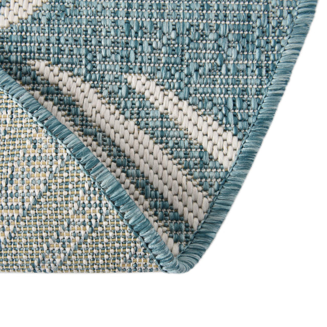 Light Aqua 10' 8 x 10' 8 Outdoor Botanical Round Area Rug Weather Resistant for Patio, Deck, Terrace, Balcony, Porch Polypropylene Garden Floral Tropical Carpet for Sale at Rug Engine
