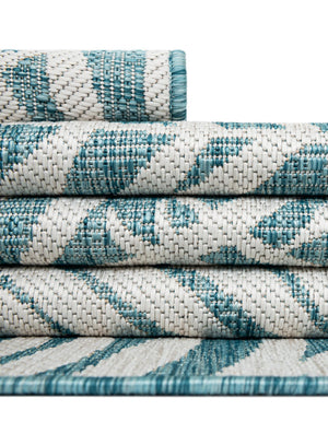 Light Aqua 2' 7 x 10' Outdoor Botanical Runner Area Rug Weather Resistant for Patio, Deck, Terrace, Balcony, Porch Polypropylene Garden Floral Tropical Carpet for Sale at Rug Engine