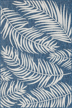 Blue 6' 1 x 9' Outdoor Botanical Rectangle Area Rug Weather Resistant for Patio, Deck, Terrace, Balcony, Porch Polypropylene Garden Floral Tropical Carpet for Sale at Rug Engine