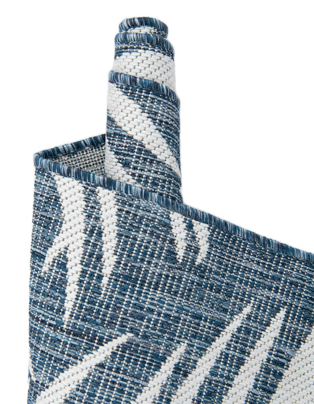 Blue 9' x 12' Outdoor Botanical Rectangle Rug