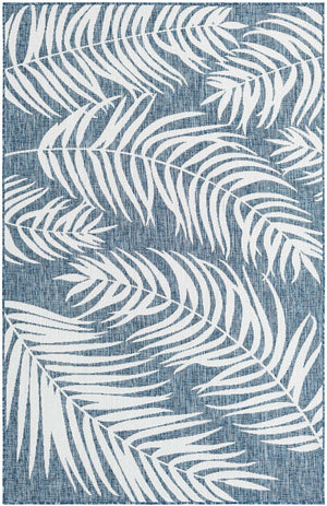 Blue 5' 3 x 8' Outdoor Botanical Rectangle Rug