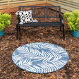 Blue 10' 8 x 10' 8 Outdoor Botanical Round Area Rug Weather Resistant for Patio, Deck, Terrace, Balcony, Porch Polypropylene Garden Floral Tropical Carpet for Sale at Rug Engine