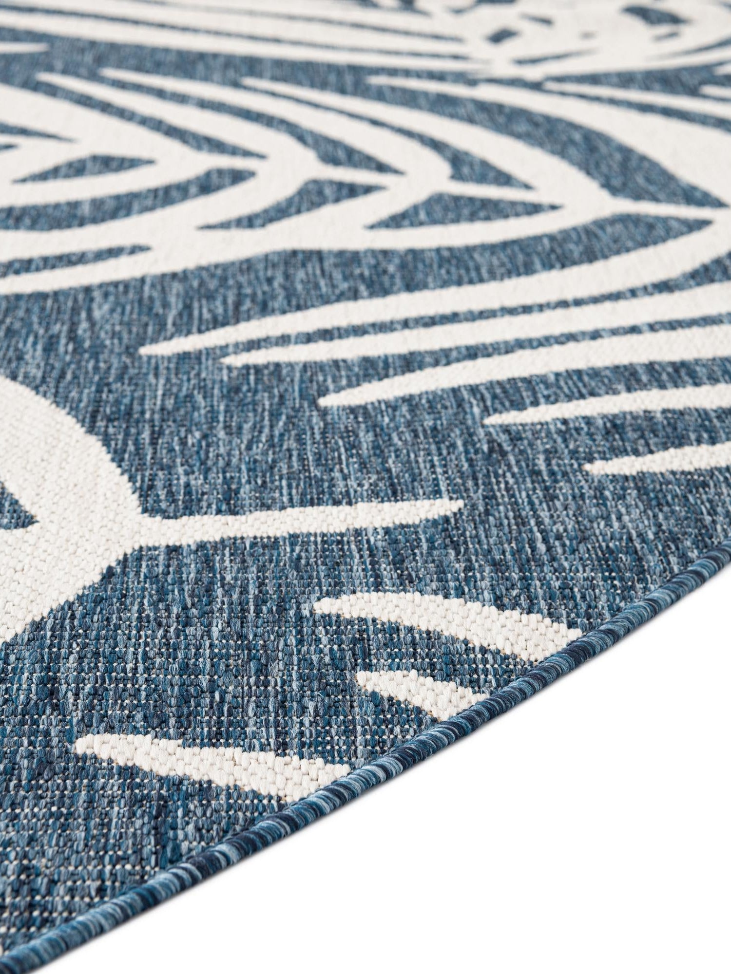Blue 12' x 12' Outdoor Botanical Round Area Rug Weather Resistant for Patio, Deck, Terrace, Balcony, Porch Polypropylene Garden Floral Tropical Carpet for Sale at Rug Engine