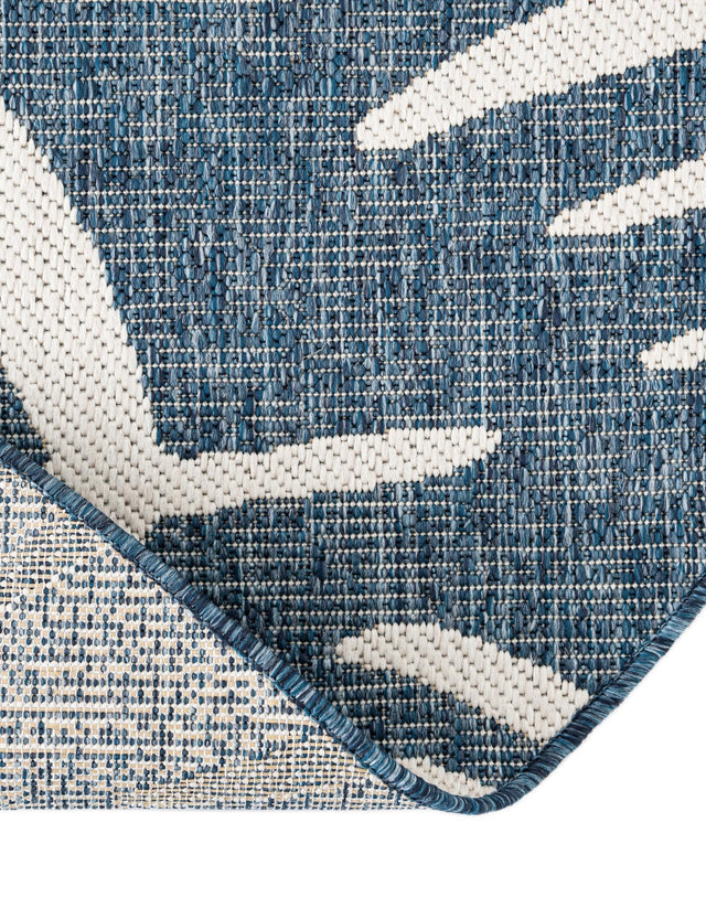 Blue 10' x 10' Outdoor Botanical Round Area Rug Weather Resistant for Patio, Deck, Terrace, Balcony, Porch Polypropylene Garden Floral Tropical Carpet for Sale at Rug Engine