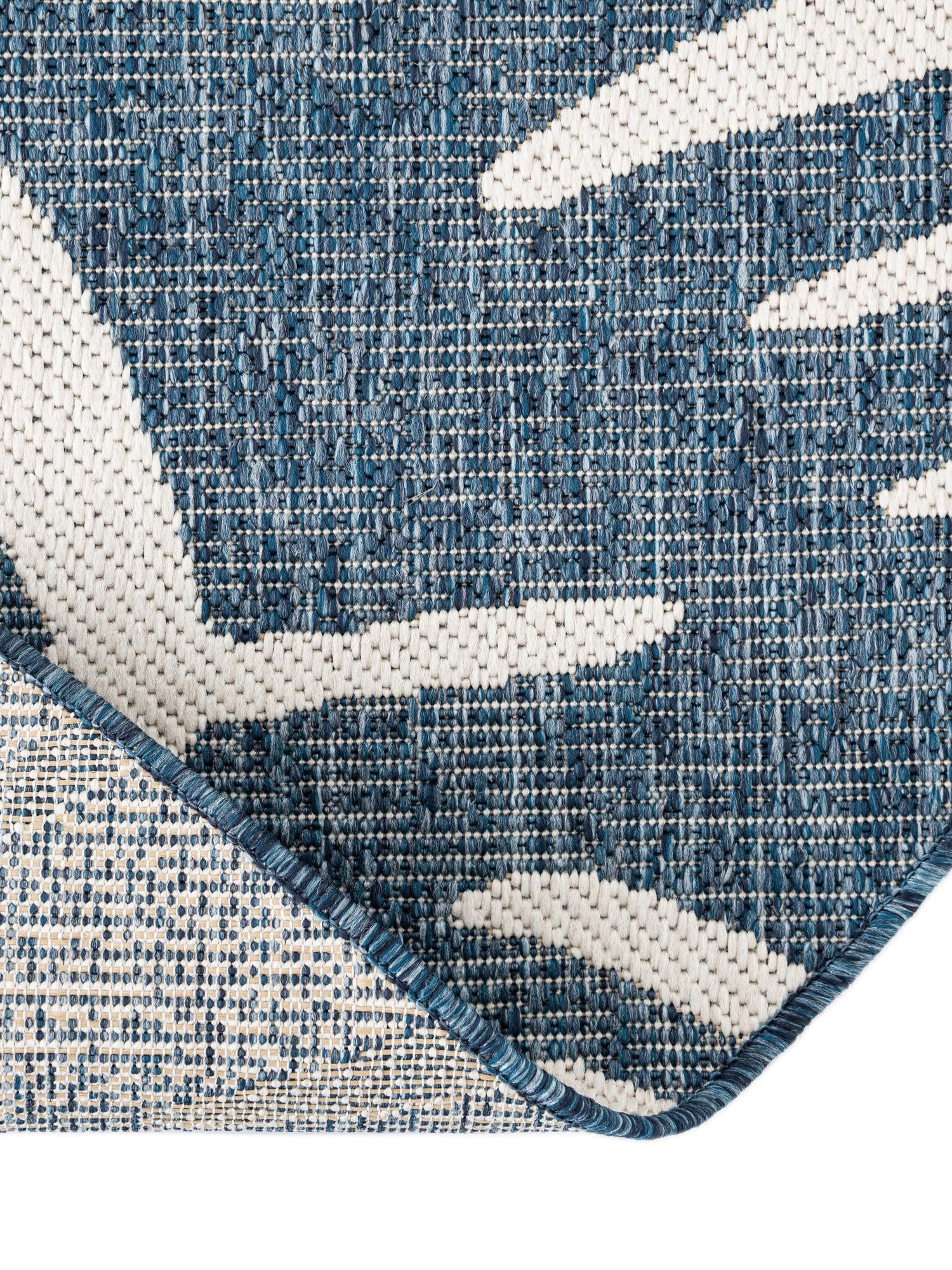 Blue 10' 8 x 10' 8 Outdoor Botanical Round Area Rug Weather Resistant for Patio, Deck, Terrace, Balcony, Porch Polypropylene Garden Floral Tropical Carpet for Sale at Rug Engine