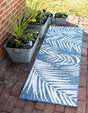 Blue 2' 7 x 10' Outdoor Botanical Runner Area Rug Weather Resistant for Patio, Deck, Terrace, Balcony, Porch Polypropylene Garden Floral Tropical Carpet for Sale at Rug Engine