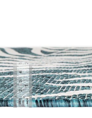 Teal 7' 10 x 11' Outdoor Botanical Rectangle Area Rug Weather Resistant for Patio, Deck, Terrace, Balcony, Porch Polypropylene Garden Floral Tropical Carpet for Sale at Rug Engine
