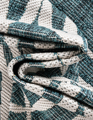 Teal 5' 3 x 8' Outdoor Botanical Rectangle Area Rug Weather Resistant for Patio, Deck, Terrace, Balcony, Porch Polypropylene Garden Floral Tropical Carpet for Sale at Rug Engine