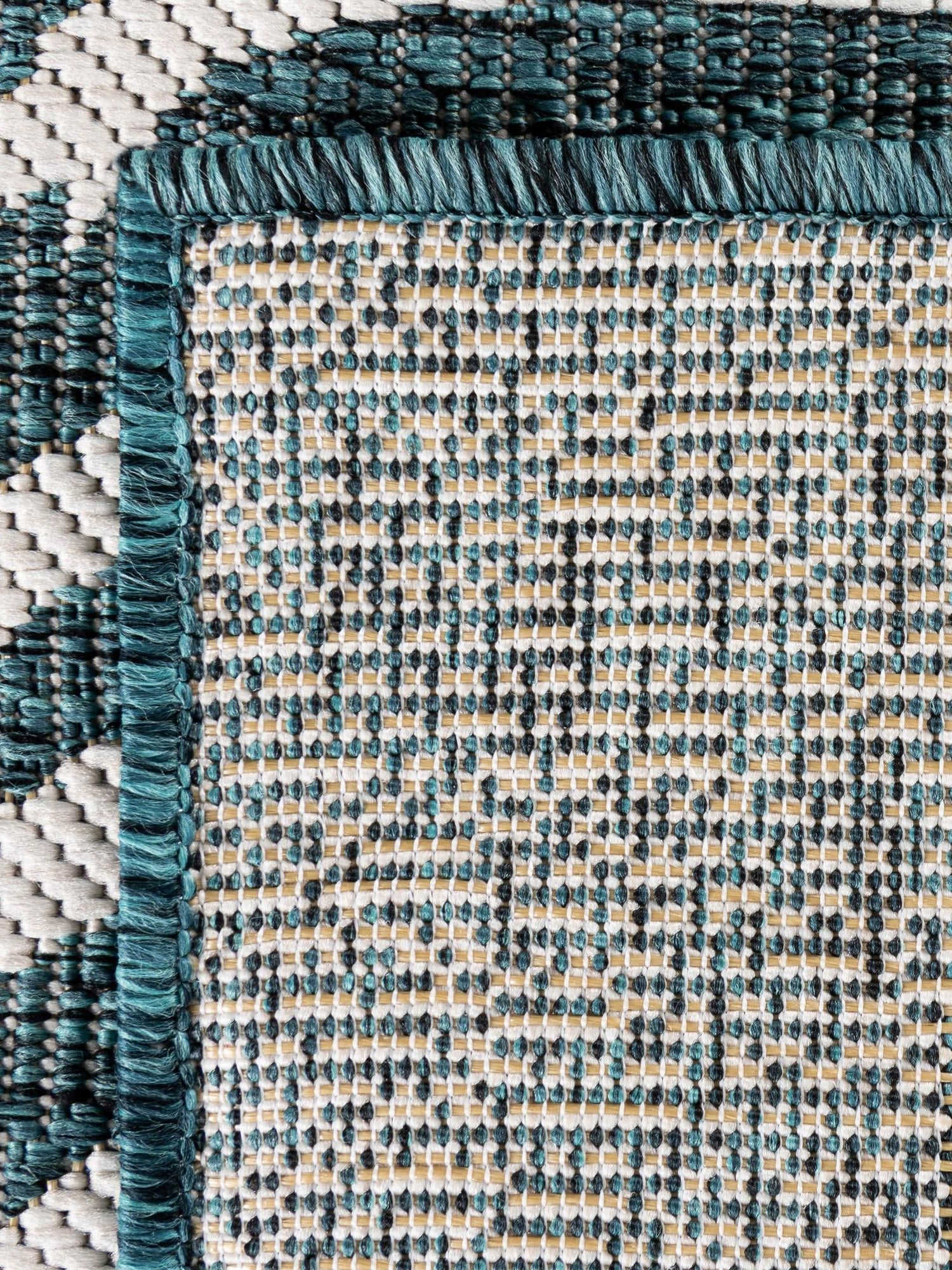 Teal 10' x 14' 1 Outdoor Botanical Rectangle Area Rug Weather Resistant for Patio, Deck, Terrace, Balcony, Porch Polypropylene Garden Floral Tropical Carpet for Sale at Rug Engine