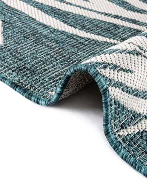 Teal 6' 1 x 9' Outdoor Botanical Rectangle Area Rug Weather Resistant for Patio, Deck, Terrace, Balcony, Porch Polypropylene Garden Floral Tropical Carpet for Sale at Rug Engine