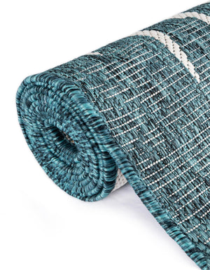 Teal 5' 3 x 7' 1 Outdoor Botanical Rectangle Area Rug Weather Resistant for Patio, Deck, Terrace, Balcony, Porch Polypropylene Garden Floral Tropical Carpet for Sale at Rug Engine