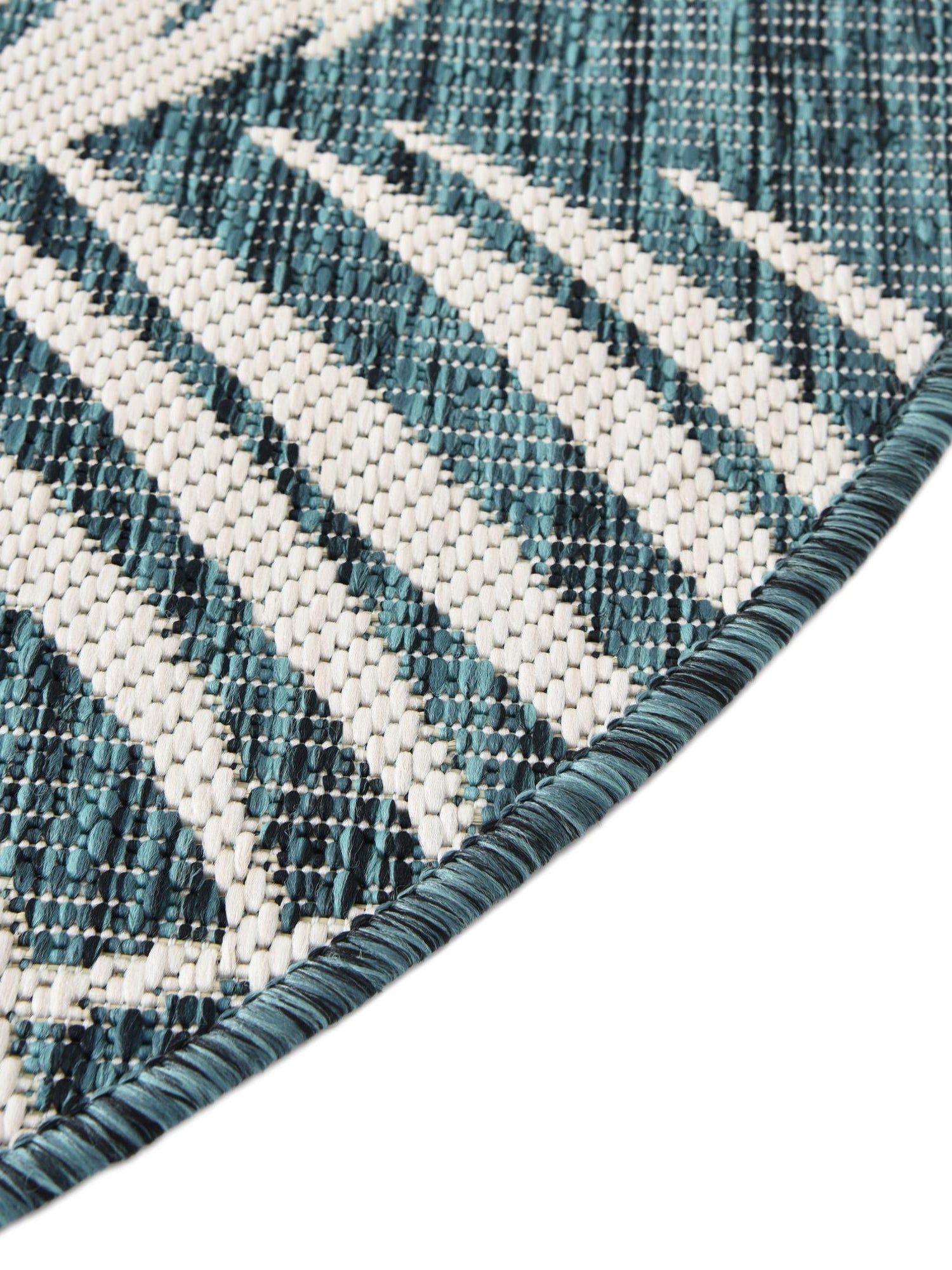 Teal 7' 10 x 7' 10 Outdoor Botanical Round Area Rug Weather Resistant for Patio, Deck, Terrace, Balcony, Porch Polypropylene Garden Floral Tropical Carpet for Sale at Rug Engine