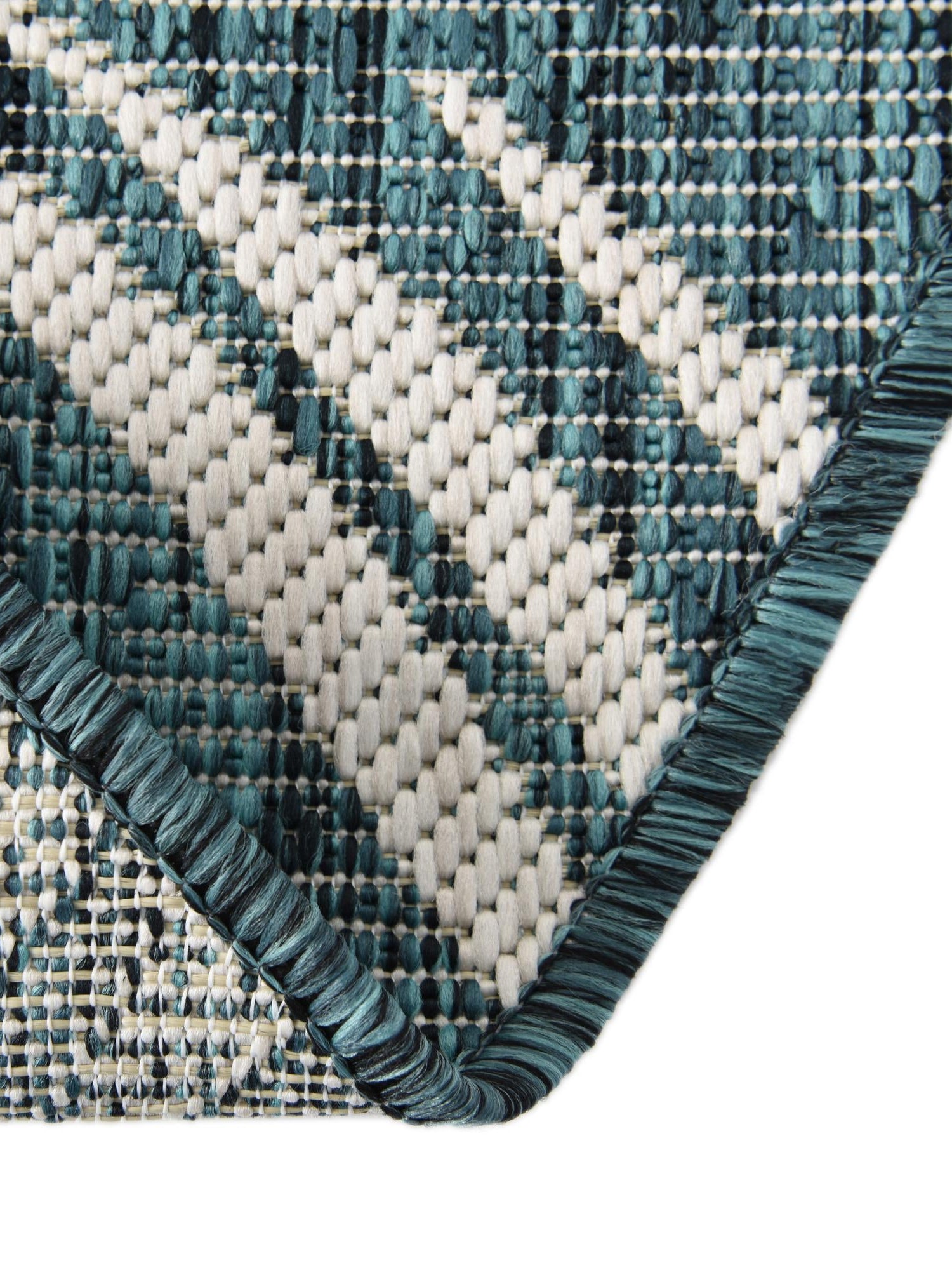 Teal 13' 1 x 13' 1 Outdoor Botanical Round Area Rug Weather Resistant for Patio, Deck, Terrace, Balcony, Porch Polypropylene Garden Floral Tropical Carpet for Sale at Rug Engine
