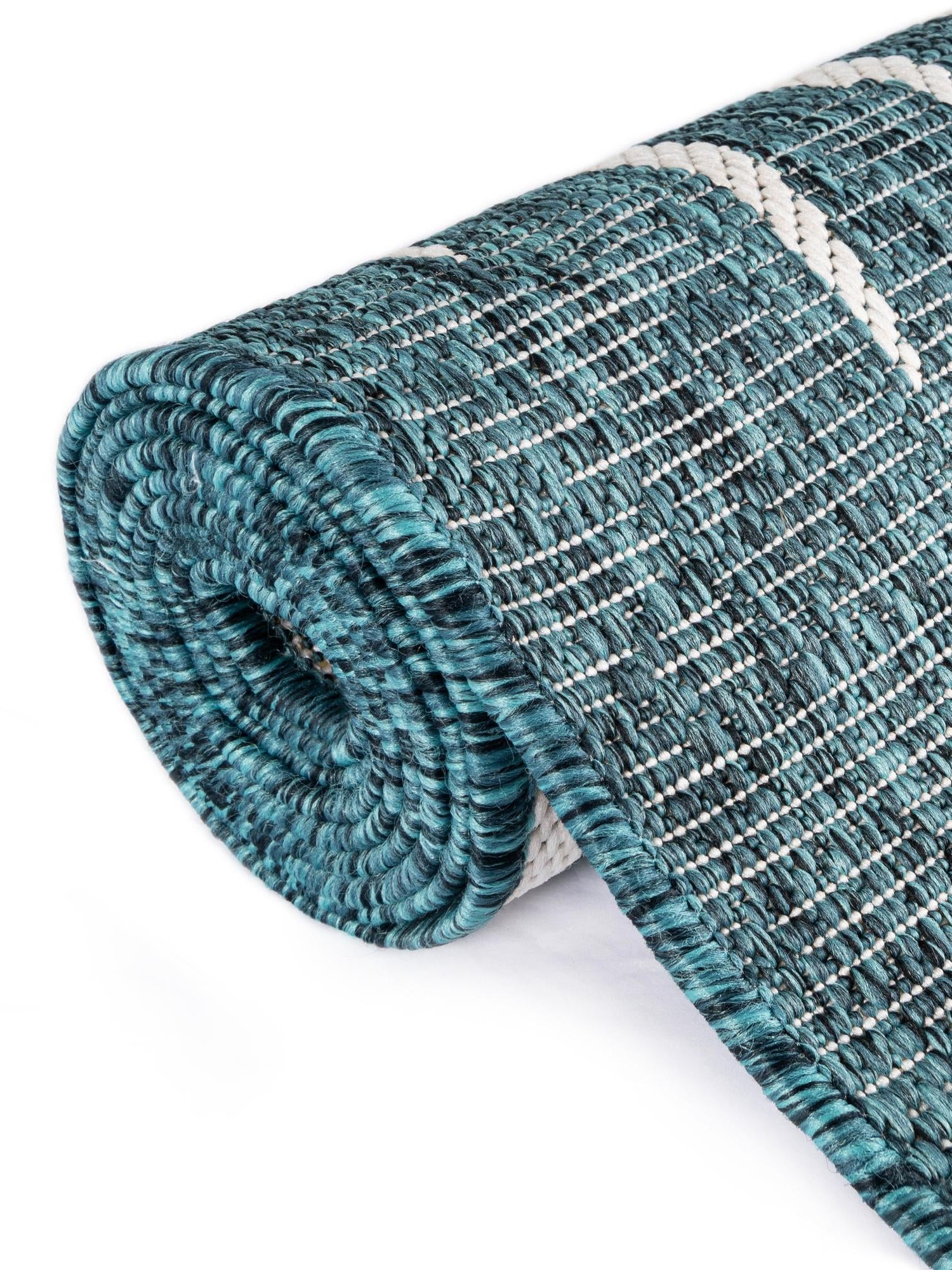 Teal 7' 10 x 7' 10 Outdoor Botanical Round Area Rug Weather Resistant for Patio, Deck, Terrace, Balcony, Porch Polypropylene Garden Floral Tropical Carpet for Sale at Rug Engine