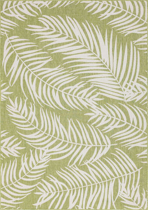 Green 7' 10 x 11' Outdoor Botanical Rectangle Area Rug Weather Resistant for Patio, Deck, Terrace, Balcony, Porch Polypropylene Garden Floral Tropical Carpet for Sale at Rug Engine