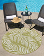 Green 13' 1 x 13' 1 Outdoor Botanical Round Area Rug Weather Resistant for Patio, Deck, Terrace, Balcony, Porch Polypropylene Garden Floral Tropical Carpet for Sale at Rug Engine