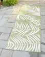 Green 2' x 6' 1 Outdoor Botanical Runner Area Rug Weather Resistant for Patio, Deck, Terrace, Balcony, Porch Polypropylene Garden Floral Tropical Carpet for Sale at Rug Engine