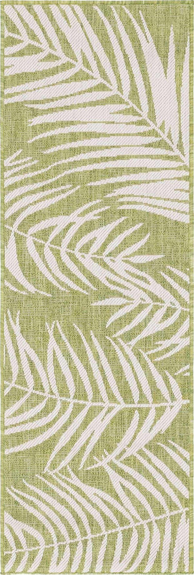 Green 2' x 6' 1 Outdoor Botanical Runner Area Rug Weather Resistant for Patio, Deck, Terrace, Balcony, Porch Polypropylene Garden Floral Tropical Carpet for Sale at Rug Engine