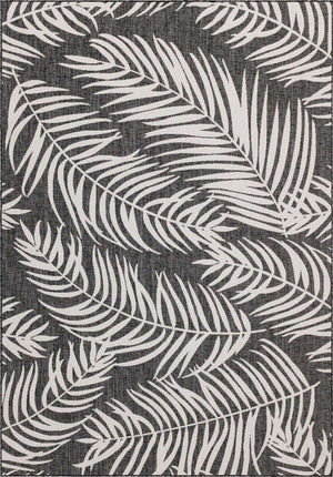 Charcoal 8' x 11' Outdoor Botanical Rectangle Rug