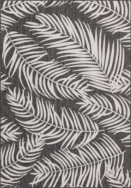 Charcoal 8' x 11' Outdoor Botanical Rectangle Rug