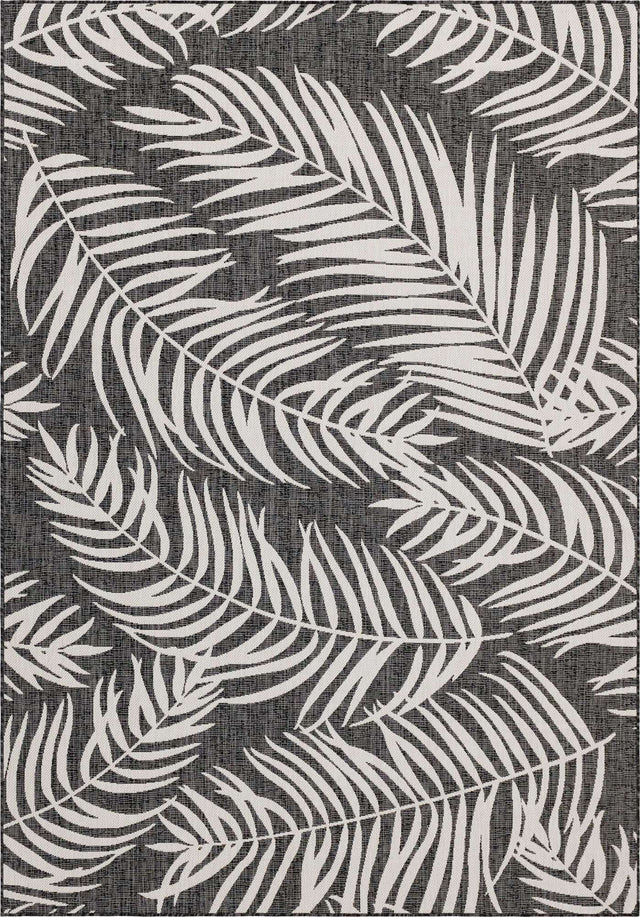 Charcoal 8' x 11' Outdoor Botanical Rectangle Rug