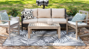 Charcoal 8' x 11' Outdoor Botanical Rectangle Rug