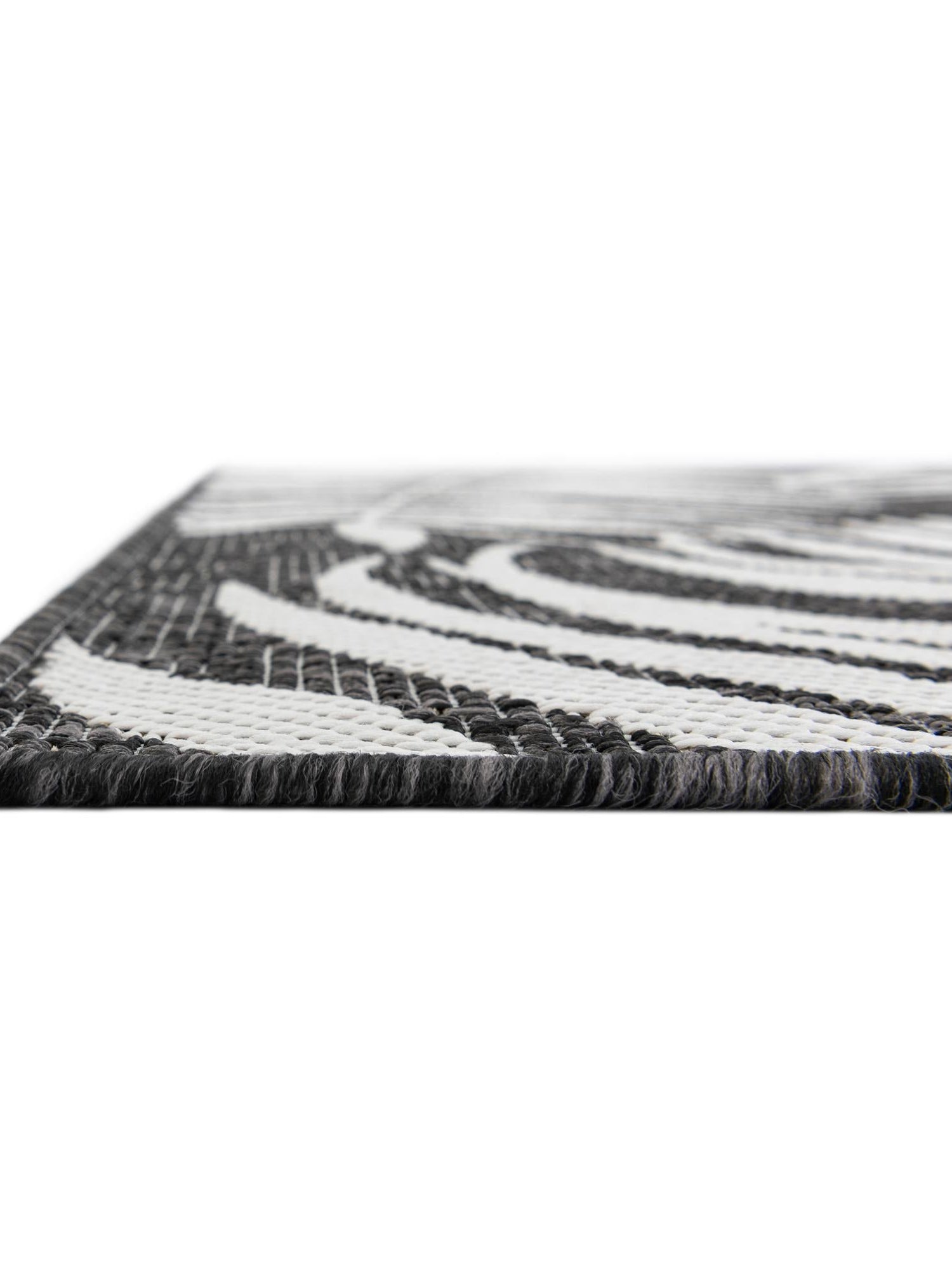 Charcoal 4' 1 x 6' 1 Outdoor Botanical Rectangle Area Rug Weather Resistant for Patio, Deck, Terrace, Balcony, Porch Polypropylene Garden Floral Tropical Carpet for Sale at Rug Engine