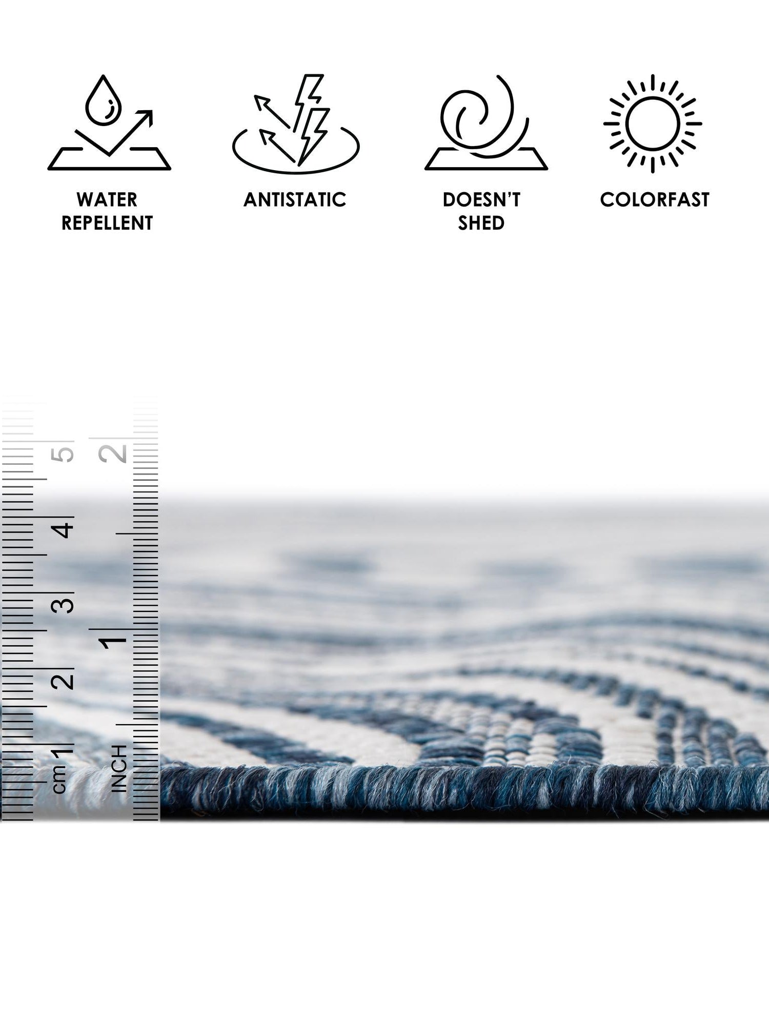 Blue 7' 1 x 10' Outdoor Modern Rectangle Area Rug Weather Resistant for Patio, Deck, Terrace, Balcony, Porch 100% Polypropylene Modern Outside Carpet for Sale at Rug Engine