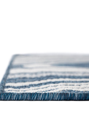 Blue 6' 1 x 9' Outdoor Modern Rectangle Area Rug Weather Resistant for Patio, Deck, Terrace, Balcony, Porch