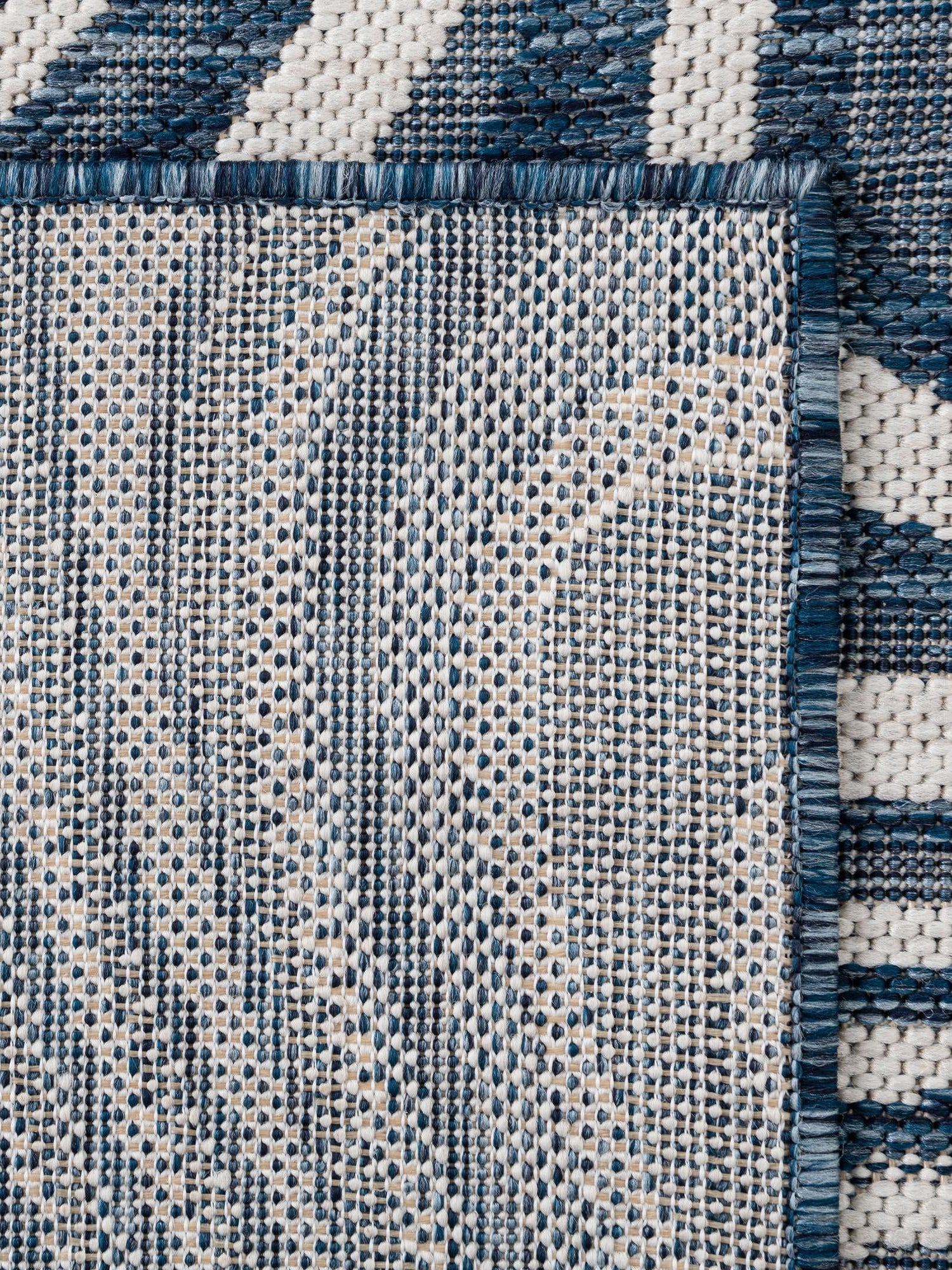 Blue 9' x 12' Outdoor Modern Rectangle Area Rug Weather Resistant for Patio, Deck, Terrace, Balcony, Porch 100% Polypropylene Modern Outside Carpet for Sale at Rug Engine
