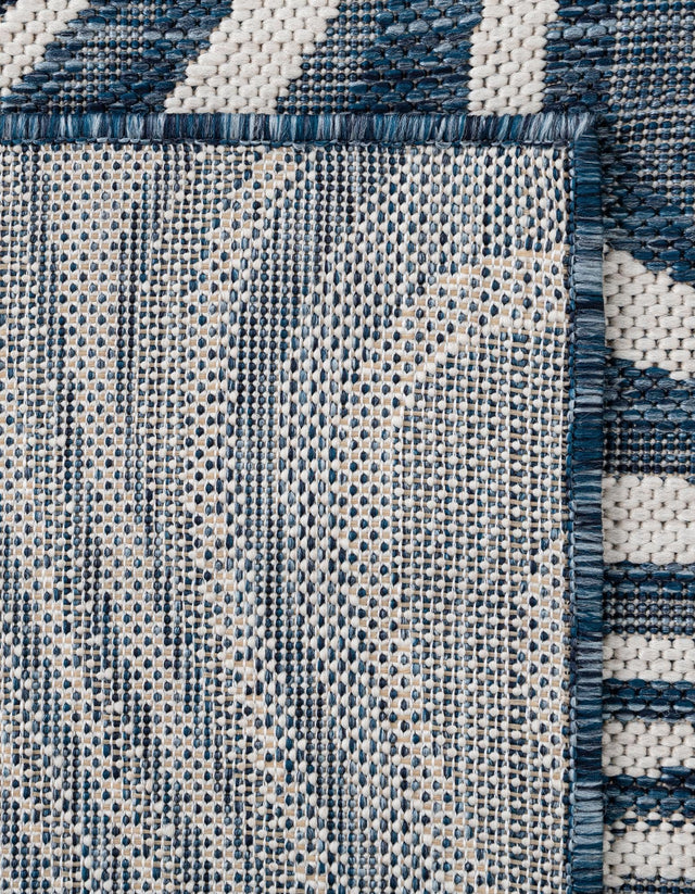 Blue 7' 1 x 10' Outdoor Modern Rectangle Area Rug Weather Resistant for Patio, Deck, Terrace, Balcony, Porch
