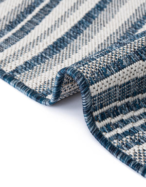 Blue 7' 1 x 10' Outdoor Modern Rectangle Area Rug Weather Resistant for Patio, Deck, Terrace, Balcony, Porch