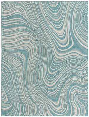 Light Aqua 9' x 12' Outdoor Modern Rectangle Area Rug Weather Resistant for Patio, Deck, Terrace, Balcony, Porch 100% Polypropylene Modern Outside Carpet for Sale at Rug Engine
