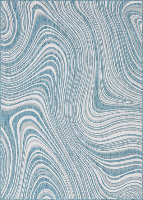 Light Aqua 7' 10 x 11' Outdoor Modern Rectangle Area Rug Weather Resistant for Patio, Deck, Terrace, Balcony, Porch