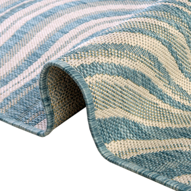 Light Aqua 4' 1 x 6' 1 Outdoor Modern Rectangle Area Rug Weather Resistant for Patio, Deck, Terrace, Balcony, Porch