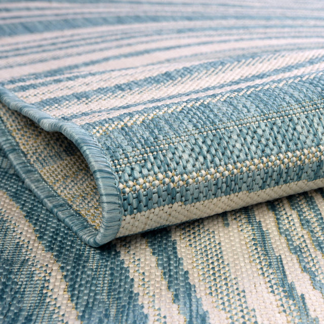 Light Aqua 4' 1 x 4' 1 Outdoor Modern Round Area Rug Weather Resistant for Patio, Deck, Terrace, Balcony, Porch