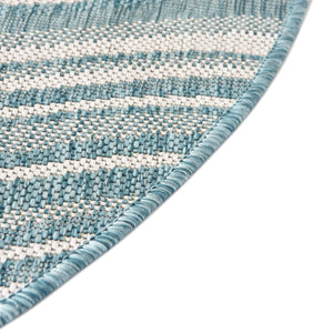 Light Aqua 4' 1 x 4' 1 Outdoor Modern Round Area Rug Weather Resistant for Patio, Deck, Terrace, Balcony, Porch