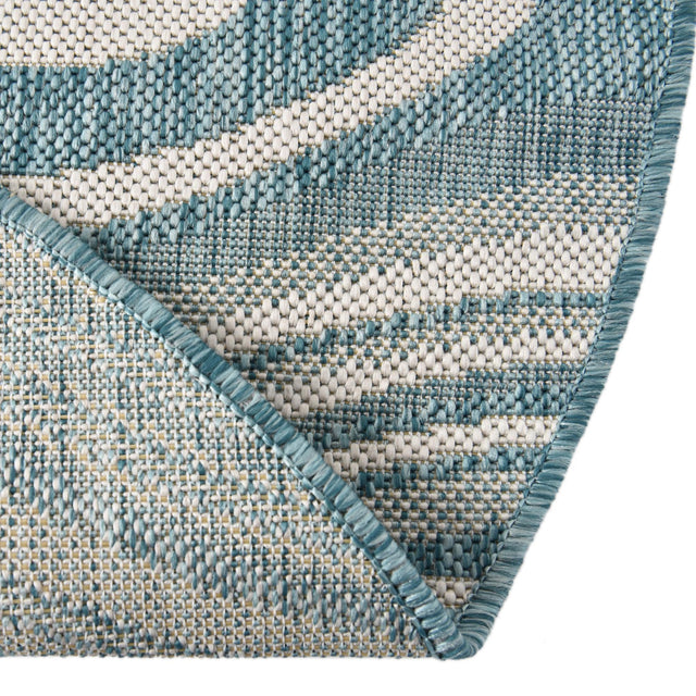 Light Aqua 4' 1 x 4' 1 Outdoor Modern Round Area Rug Weather Resistant for Patio, Deck, Terrace, Balcony, Porch