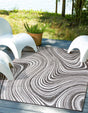 Charcoal 4' 1 x 6' 1 Outdoor Modern Rectangle Area Rug Weather Resistant for Patio, Deck, Terrace, Balcony, Porch 100% Polypropylene Modern Outside Carpet for Sale at Rug Engine