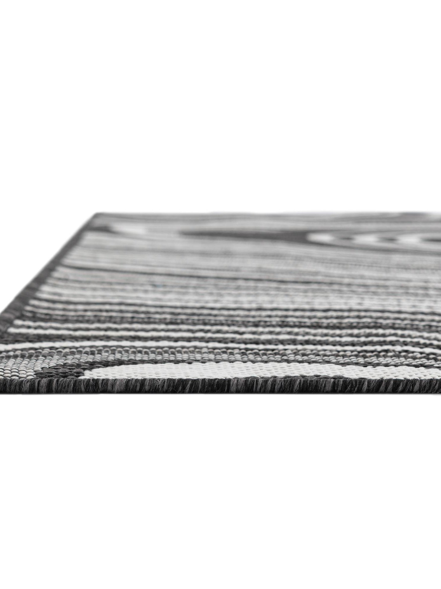 Charcoal 4' 1 x 6' 1 Outdoor Modern Rectangle Area Rug Weather Resistant for Patio, Deck, Terrace, Balcony, Porch 100% Polypropylene Modern Outside Carpet for Sale at Rug Engine