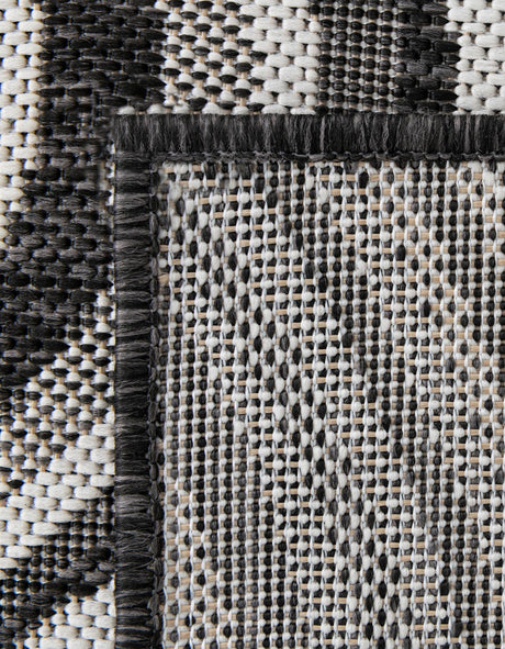 Charcoal 4' 1 x 6' 1 Outdoor Modern Rectangle Area Rug Weather Resistant for Patio, Deck, Terrace, Balcony, Porch 100% Polypropylene Modern Outside Carpet for Sale at Rug Engine