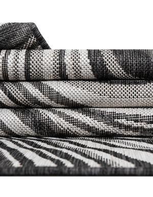 Charcoal 5' 3 x 8' Outdoor Modern Rectangle Area Rug Weather Resistant for Patio, Deck, Terrace, Balcony, Porch 100% Polypropylene Modern Outside Carpet for Sale at Rug Engine