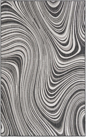 Charcoal 5' 3 x 8' Outdoor Modern Rectangle Area Rug Weather Resistant for Patio, Deck, Terrace, Balcony, Porch 100% Polypropylene Modern Outside Carpet for Sale at Rug Engine