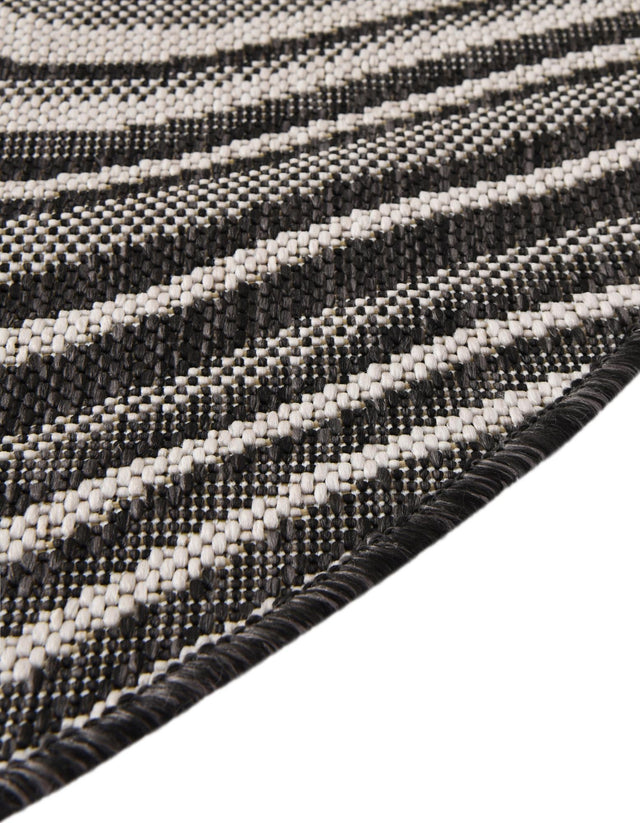 Charcoal 4' 1 x 4' 1 Outdoor Modern Round Area Rug Weather Resistant for Patio, Deck, Terrace, Balcony, Porch 100% Polypropylene Modern Outside Carpet for Sale at Rug Engine