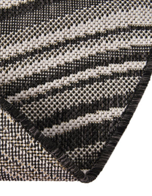 Charcoal 4' 1 x 4' 1 Outdoor Modern Round Area Rug Weather Resistant for Patio, Deck, Terrace, Balcony, Porch 100% Polypropylene Modern Outside Carpet for Sale at Rug Engine