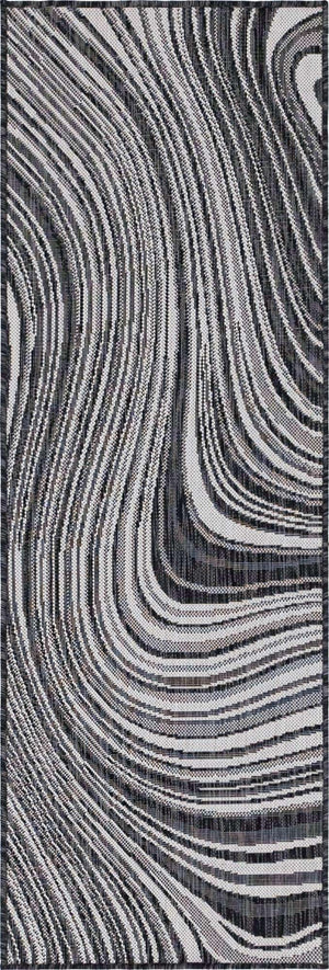 Charcoal 2' x 6' 1 Outdoor Modern Runner Area Rug Weather Resistant for Patio, Deck, Terrace, Balcony, Porch 100% Polypropylene Modern Outside Carpet for Sale at Rug Engine